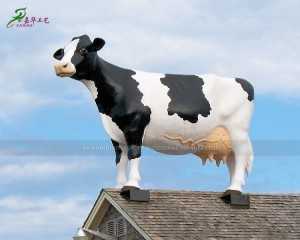 გარე გიგანტური მინაბოჭკოვანი ცხოველის ძროხის ქანდაკების ქარხანა პირდაპირი კონკურენტული ფასი ბაღისთვის FP-2419