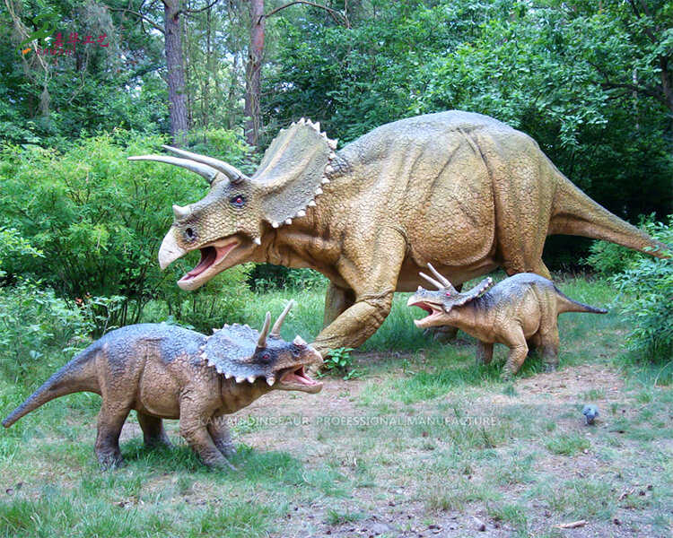 Realistiko nga Dinosaur Animatronic Dinosaur Triceratops Family Dinosaur Park AD-098