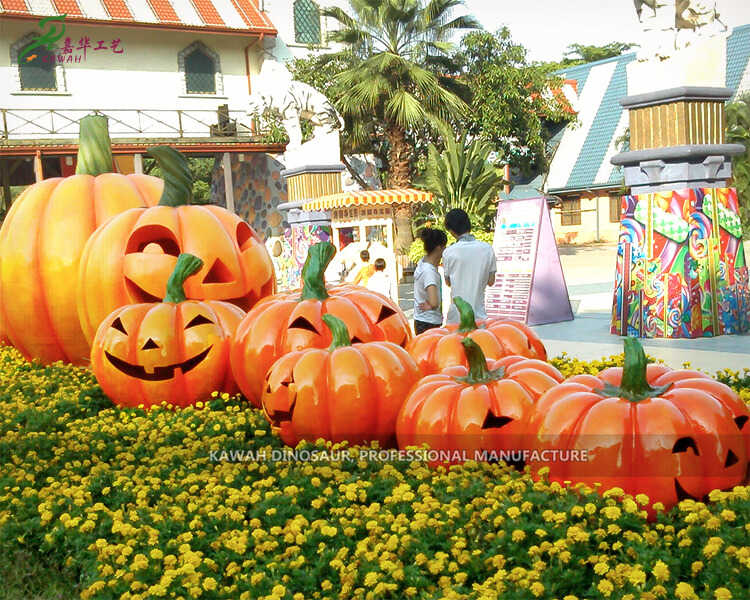 Fiberglass Halloween Pumpkin Igishusho Uruganda rwakozwe n'intoki Zishushanyije Parike FP-2409