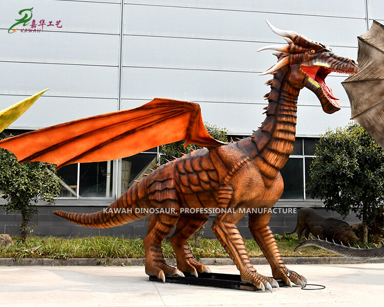 ٿيم پارڪ ڊيڪريشن Animatronic Dragon Model Realistic Dragon Statue فراهم ڪندڙ AD-2320