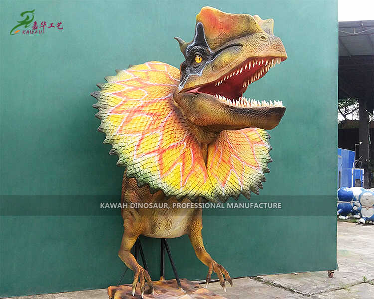 Zigong Dinosaur Xaqiiqda dhabta ah ee Animatronic Dinosaur Head Dilophosaurus PA-1952