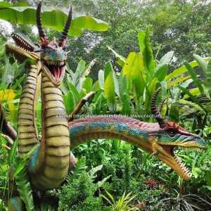 Decoración de parque de dinosauros Estatua de dragón animatrónico de tres cabezas AD-2306