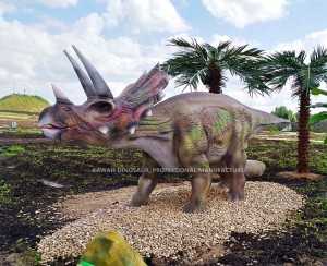 Статуя на динозавър в реален размер Реалистичен динозавър Аниматроник Трицератопс AD-097
