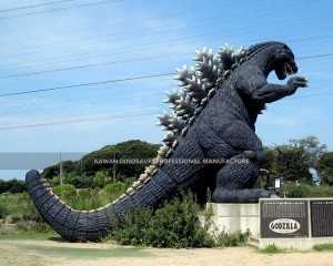 Outdoor Realistis Fiberglass Raksasa Godzilla Patung Layanan Customized PA-1920