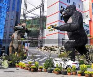 Customized Dinosaur T-Rex and Giant Gorilla Realistic Dino Dinosaur Exhibition