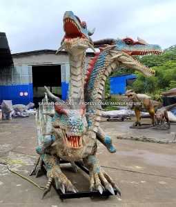 Venda de fábrica Estatua de dragón animatrónico de tres cabezas Dragón de tamaño real AD-2303