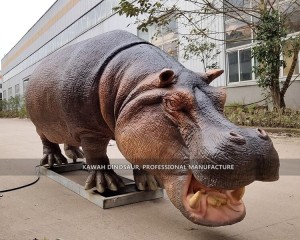 စက်ရုံစျေးနှုန်း Kawah Life Size အတု Animal Statues Animatronic Hippo ရောင်းမည်။