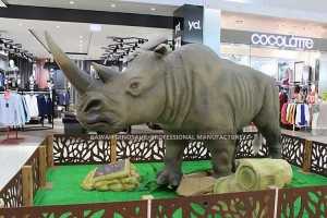 Nahiangay nga Gibuhat nga Gidak-on sa Kinabuhi nga Rhinoceros Statue Animatronic Animal AA-1239