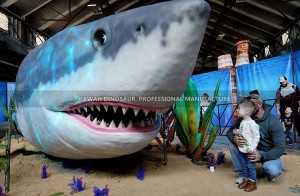 Тормыш күләме AM-1614 паркы өчен аниматроник ак акула сатып алыгыз