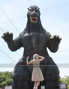 Estátua de Godzilla gigante de fibra de vidro realista ao ar livre serviço personalizado PA-1920