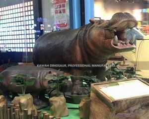 Dekorasi Taman Kebon Binatang Animatronic Sato Disesuaikeun Ukuran Kahirupan Animatronic Hippo Patung AA-1210