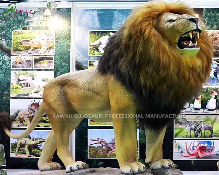 Zoologijos sodo parko natūralaus dydžio animatronic liūto statula Animatronic gyvūnas AA-1204