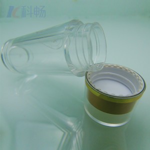 0.4 oz clear PMMA(Acrylic) double cover plastic wide mouth bottle with 22-400 neck finish