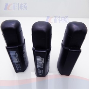 1.7 oz black HDPE flat bottle with 12-410 neck finish
