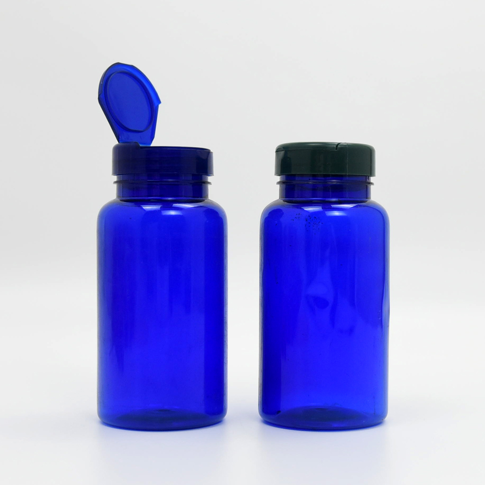 7 oz blue PET round bottle with 38-410 neck finish (5)