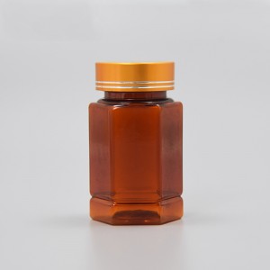 2.7 oz brown PET hexagonal bottle with 38-400 neck finish