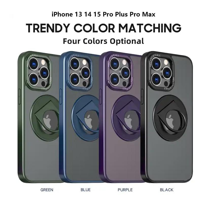 360 Rotating Matte Ring Wireless Charging iPhone 14 iPhone 15 Plus Pro Max Case