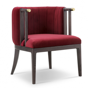 Nowoczesny energiczny chiński fotel wypoczynkowy z czerwonej tkaniny Superior z litego drewna Piękny design Wysokiej klasy producent mebli drewnianych Dostawca z Chin