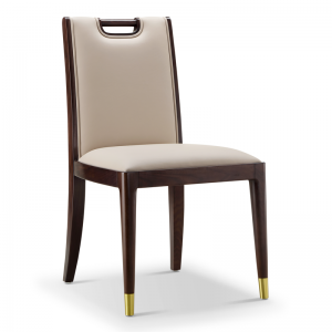 Couro moderno de alta qualidade estofado Design suave Linda cadeira sem braços para móveis de sala de jantar Mobiliário de madeira de alta classe Fabricante China Fornecedor