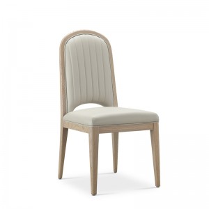 Fortune Chic Accent Piece כיסא אוכל לחדר אוכל פשטות מודרנית בעבודת יד עם פרקט יפהפה ועור מיקרו-פייבר מרופד רהיטי עץ ברמה גבוהה יצרן סין הספק