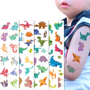 Pelekat tatu sementara haiwan dinosaur Kawaii untuk kanak-kanak