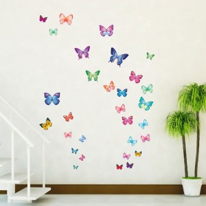 Autocollants muraux amovibles papillons vibrants imperméables à l'eau et au bâton