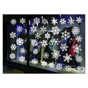 ដឹកជញ្ជូនកញ្ចក់ Santa Reindeer Decals Christmas Snowflake Window Cling Stickers