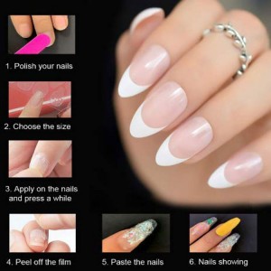 24 τμχ Crystal Luxury Fake Nails με στρας χρώματος ΑΒ για διακόσμηση νυχιών