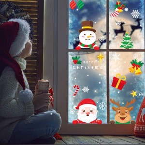 สติกเกอร์ติดหน้าต่างไวนิลแบบใสแบบกำหนดเองสำหรับคริสต์มาส