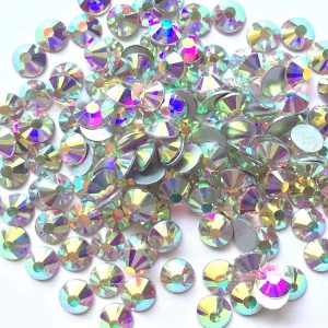 Prensa redonda de cristal de acrílico de varios tamaños de varios colores sobre diamantes de imitación de resina para uñas