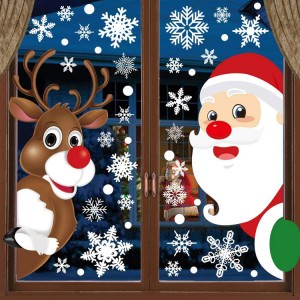 Stiker wit Natal statis sing bisa digunakake maneh kanggo dekorasi omah