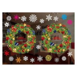 Verzending Glass Santa Reindeer Decals Christmas Snowflake Window Cling Stickers