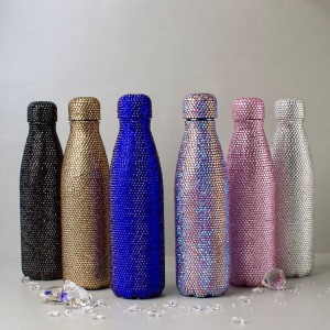 Bottiglie d'acqua colorate in acciaio inossidabile 304 Bling Diamond per u sport fora di a porta