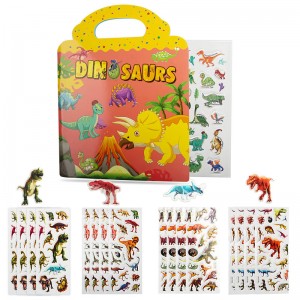 Buku stiker dinosaurus sing bisa dicopot kanggo bocah-bocah
