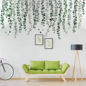 Green Plants Leaves Wall Decal Շարժական ջրաներկ Wall Art Դեկոր