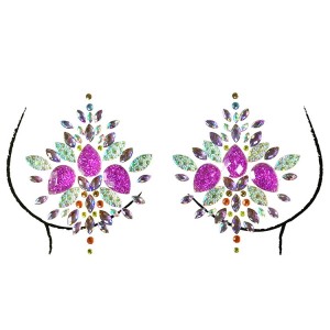Permata Kristal Tahan Air payudara Fit Berlian Imitasi Stiker Sementara untuk Karnaval