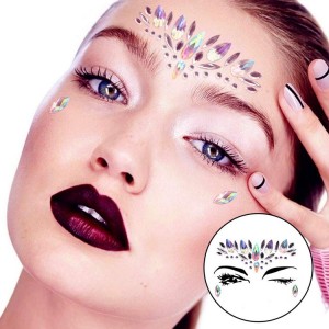 Berlian Imitasi Mermaid Face Jewels Stiker Tato