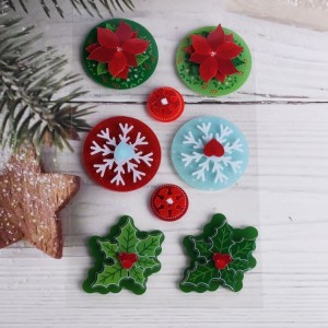 Yulian Tongbang Layered Dimensional Stickers Tea & Christmas Poinsettia