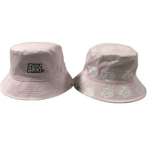 Hot salg Mote tilpasset bomull Full utskrift vendbar bøtte hatt med broderi logo
