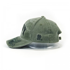 Маслинасто зелена испрана извезена бејзбол капа татина капа