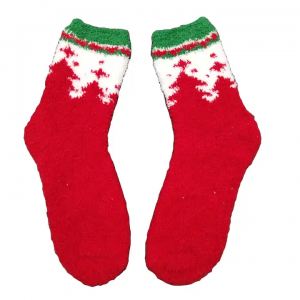 Spandex / Polyester Jacquard Warm Wanter Chrëschtdag Fuzzy Indoor Floor Foot Socks