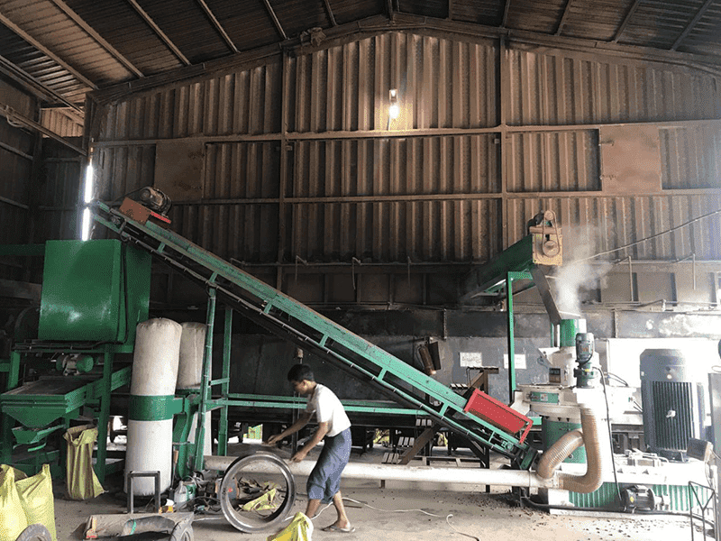 Màquina de pellets de closca d'arròs d'1,5-2 t/h a Myanmar