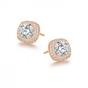Rose Gold Silver Stud Sparkle Earrings