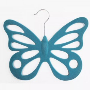 Hot Sale Shawl Hangers Butterfly Shape Velvet Hangers Ọhazi Hijab Scarf Hangers nwere oghere multifunctional maka ụmụ nwanyị.