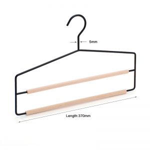 Customized Multifunctional Metal 2-Layer Pant Tie hanger yokhala ndi Wooden Bar