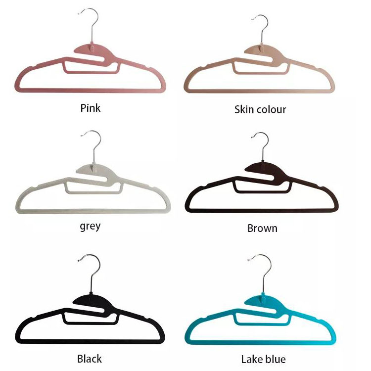 Premium Velvet Tie Hanger Taas nga Kalidad nga Plastic Non-Slip Notched Flocking Suit Hangers Nagdagsa nga Clothes Hanger