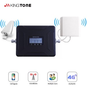 2022 Kingtone New Style Smart Black Tri band 2G 3G 4G Signal Repeater 900 1800 2100 mhz ජංගම දුරකථන සඳහා ජංගම දුරකථන සංඥා බූස්ටරය