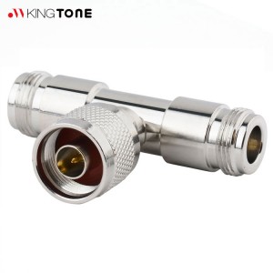 Kingtone 3 Way Connector N Male Jack to 2 N Female Triple T RF Adapter Connector for Outdoor / Indoor Antenna