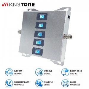 Kingtone 2G 3G 4G opakovač 5pásmový B20-800 900 1800 2100 2600 MHz KT-L20GDWL-S5 mobilný zosilňovač signálu LTE