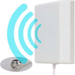 800~2700MHz 8dBi 2G 3G 4G Indoor Wall Mout Panel Antenna e nang le 2m Cable bakeng sa Cell Phone Signal Booster